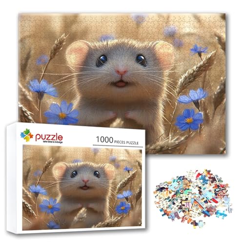 Puzzle Tier Puzzle 500 Teile Niedlich, Herausforderung Impossible Jigsaw, Erwachsene Wooden Jigsaw Spielzeug, Puzzlespiele für Die Ganze Familie Stressabbau, Geschenk für Frauen Männer 52 x 38 cm H-7 von FeiPride