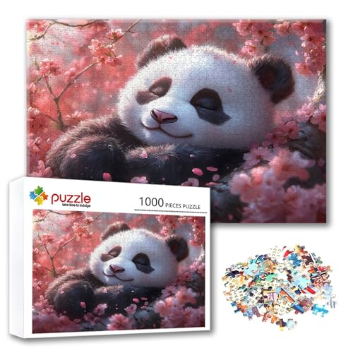 Puzzle Tier Puzzle 500 Teile Panda, Herausforderung Impossible Jigsaw, Erwachsene Wooden Jigsaw Spielzeug, Puzzlespiele für Die Ganze Familie Stressabbau, Geschenk für Frauen Männer 52 x 38 cm O-5 von FeiPride