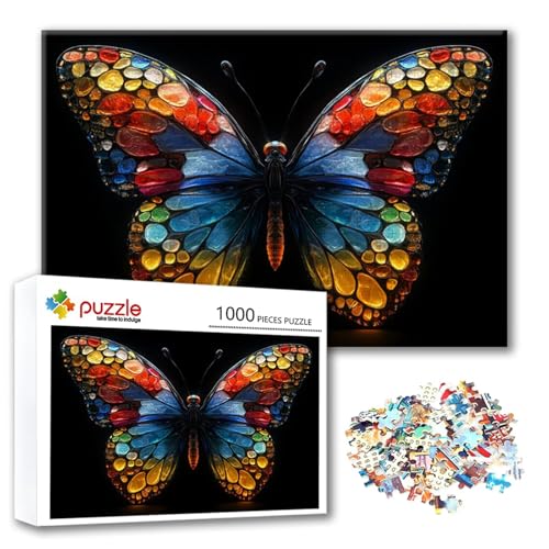 Puzzle Tier Puzzle 500 Teile Schmetterling, Herausforderung Impossible Jigsaw, Erwachsene Wooden Jigsaw, Puzzlespiele für Die Ganze Familie Stressabbau, Geschenk für Frauen Männer 52 x 38 cm G-6 von FeiPride