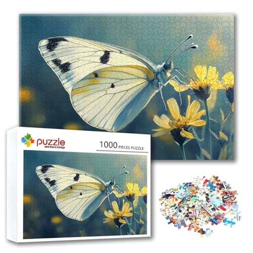Puzzle Tier Puzzle 500 Teile Schmetterling, Herausforderung Impossible Jigsaw, Erwachsene Wooden Jigsaw, Puzzlespiele für Die Ganze Familie Stressabbau, Geschenk für Frauen Männer 52 x 38 cm I-0 von FeiPride