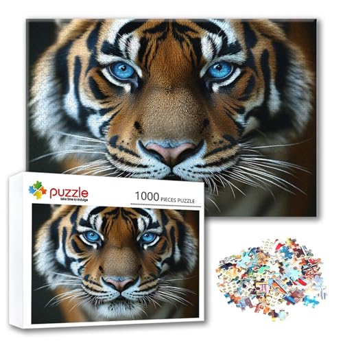 Puzzle Tier Puzzle 500 Teile Tiger, Herausforderung Impossible Jigsaw, Erwachsene Wooden Jigsaw Spielzeug, Puzzlespiele für Die Ganze Familie Stressabbau, Geschenk für Frauen Männer 52 x 38 cm W-8 von FeiPride
