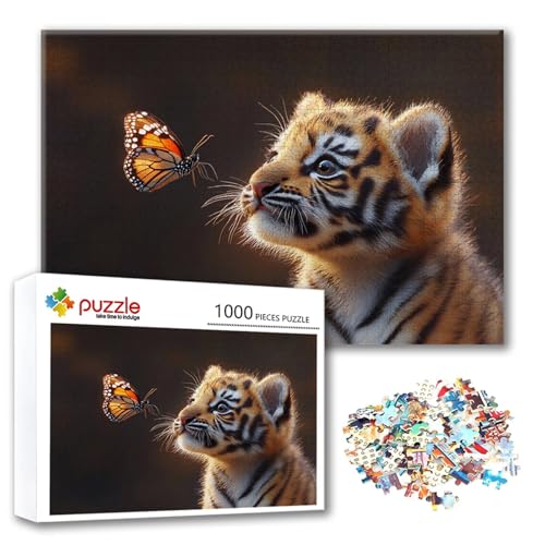 Puzzle Tiger Puzzle 300 Teile Schmetterling, Herausforderung Impossible Jigsaw, Erwachsene Wooden Jigsaw, Puzzlespiele für Die Ganze Familie Stressabbau, Geschenk für Frauen Männer 40 x 28 cm U-5 von FeiPride