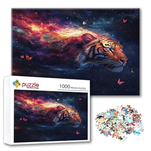 Puzzle Tiger Puzzle 500 Teile Schmetterling, Herausforderung Impossible Jigsaw, Erwachsene Wooden Jigsaw, Puzzlespiele für Die Ganze Familie Stressabbau, Geschenk für Frauen Männer 52 x 38 cm C-9 von FeiPride