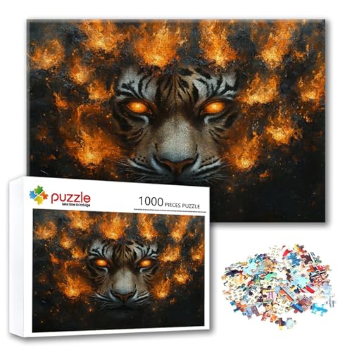 Puzzle Tiger Puzzle 500 Teile Tier, Herausforderung Impossible Jigsaw, Erwachsene Wooden Jigsaw Spielzeug, Puzzlespiele für Die Ganze Familie Stressabbau, Geschenk für Frauen Männer 52 x 38 cm T-9 von FeiPride