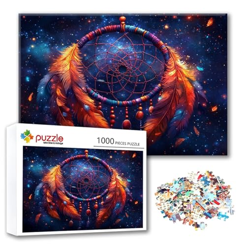 Puzzle Traumfänger Puzzle 300 Teile Feder, Herausforderung Impossible Jigsaw, Erwachsene Wooden Jigsaw Spielzeug, Puzzlespiele für Die Ganze Familie Stressabbau, Geschenk für Frauen 40 x 28 cm I-4 von FeiPride