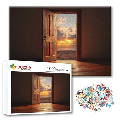 Puzzle Tür Puzzle 500 Teile Landschaft, Herausforderung Impossible Jigsaw, Erwachsene Wooden Jigsaw Spielzeug, Puzzlespiele für Die Ganze Familie Stressabbau, Geschenk für Frauen Männer 52 x 38 cm X-1 von FeiPride