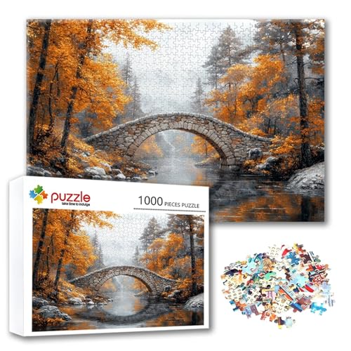 Puzzle Wald Puzzle 1000 Teile Landschaft, Herausforderung Impossible Jigsaw, Erwachsene Wooden Jigsaw Spielzeug, Puzzlespiele für Die Ganze Familie Stressabbau, Geschenk für Frauen 75 x 50 cm Z-9 von FeiPride