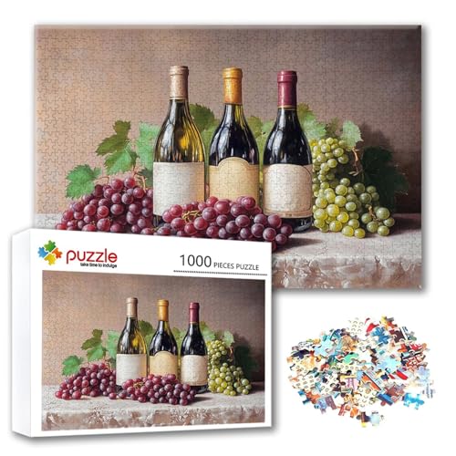 Puzzle Wein Puzzle 1000 Teile Traube, Herausforderung Impossible Jigsaw, Erwachsene Wooden Jigsaw Spielzeug, Puzzlespiele für Die Ganze Familie Stressabbau, Geschenk für Frauen Männer 75 x 50 cm X-4 Puzzle Wein Puzzle 1000 Teile Traube, Herausforderung Impossible Jigsaw, Erwachsene Wooden Jigsaw Spielzeug, Puzzlespiele für Die Ganze Familie Stressabbau, Geschenk für Frauen Männer 75 x 50 cm X-4 von FeiPride