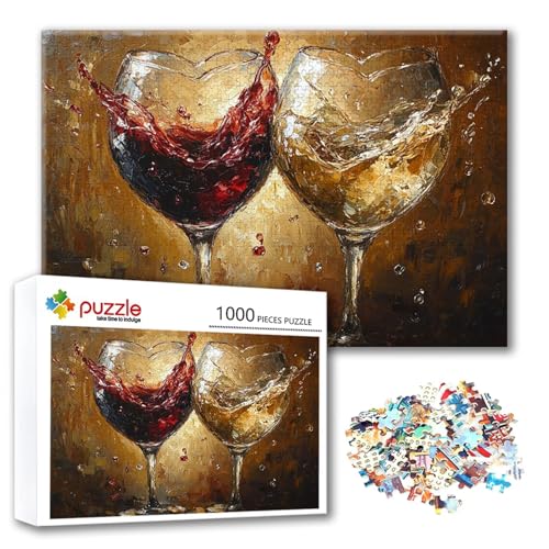 Puzzle Wein Puzzle 500 Teile Landschaft, Herausforderung Impossible Jigsaw, Erwachsene Wooden Jigsaw Spielzeug, Puzzlespiele für Die Ganze Familie Stressabbau, Geschenk für Frauen 52 x 38 cm C-1 von FeiPride