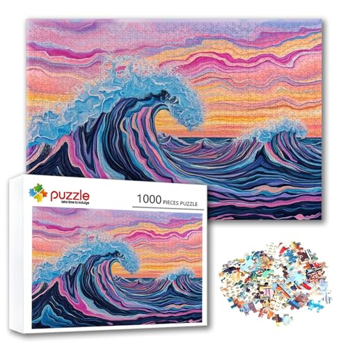 Puzzle Wellen Puzzle 4000 Teile Abstrakt, Herausforderung Impossible Jigsaw, Erwachsene Wooden Jigsaw Spielzeug, Puzzlespiele für Die Ganze Familie Stressabbau, Geschenk für Frauen 140 x 87 cm I-3 von FeiPride