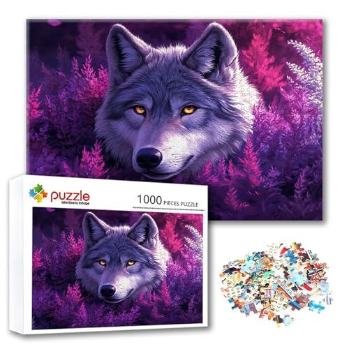 Puzzle Wolf Puzzle 300 Teile Tier, Herausforderung Impossible Jigsaw, Erwachsene Wooden Jigsaw Spielzeug, Puzzlespiele für Die Ganze Familie Stressabbau, Geschenk für Frauen Männer 40 x 28 cm U-9 von FeiPride