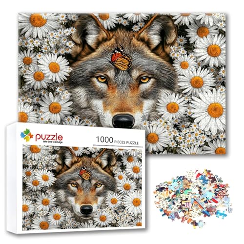 Puzzle Wolf Puzzle 4000 Teile Blume, Herausforderung Impossible Jigsaw, Erwachsene Wooden Jigsaw Spielzeug, Puzzlespiele für Die Ganze Familie Stressabbau, Geschenk für Frauen Männer 140 x 87 cm Y-3 von FeiPride