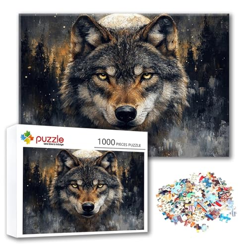 Puzzle Wolf Puzzle 4000 Teile Tier, Herausforderung Impossible Jigsaw, Erwachsene Wooden Jigsaw Spielzeug, Puzzlespiele für Die Ganze Familie Stressabbau, Geschenk für Frauen Männer 140 x 87 cm L-7 von FeiPride