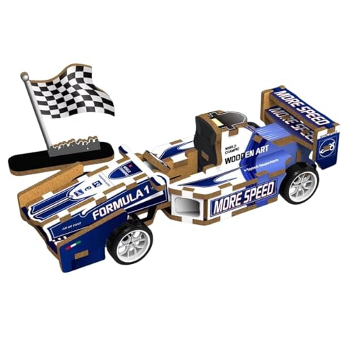 3D Holz Puzzle Mini Fahrzeuge für Kinder ab 6 Jahre, STEM Lernspielzeug Spielzeug Modellbau, DIY Holzspielzeug Geschenk für Jungen & Mädchen Zurückziehen Automodelle (F1) von FeiWen