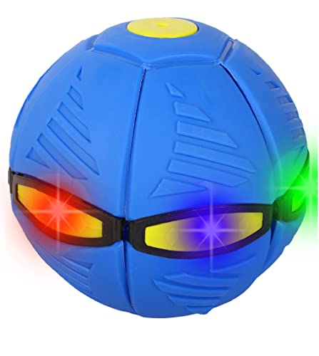 FeiWen Magic UFO Ball mit 3 Lichtern, verformt, fliegende Untertasse, Ball, Frisbee, verformter Ball, Eltern-Kind-Spielzeug, Strandspiele, Outdoor-Sport, Geschenk (Z-6 hellblau) von FeiWen