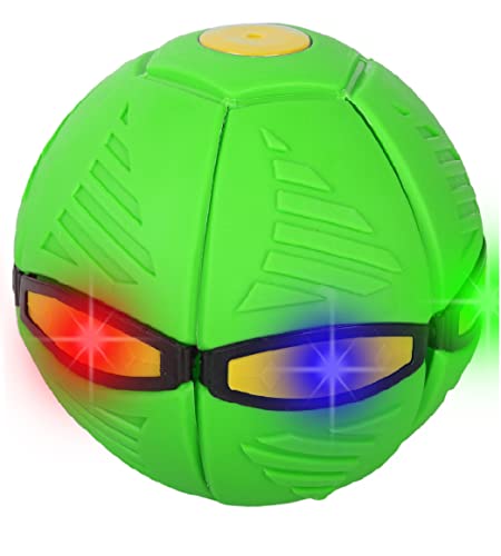 FeiWen Magic UFO Ball 3 Licht Deformiert Fliegende Untertasse Ball Vent Ball Frisbee Deformierter Ball Eltern-Kind-Spielzeug Strand Spiele Outdoor Sport Geschenk (Z-6 Lichter grün) von FeiWen