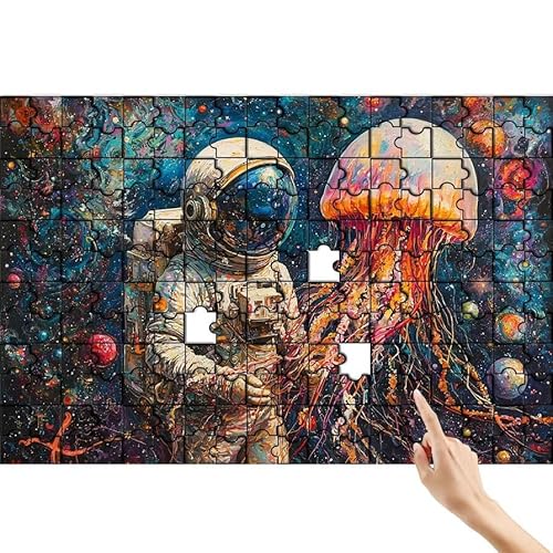 Astronaut Puzzle 300 Teile Erwachsene, Qualle Klassische Puzzles Bastelset Erwachsene, Buntes und Lustiges Lernspiele, Herausforderung Spielzeug mit Box für Home Wall Decor Geschenke für Männer J-3 von Feionnug