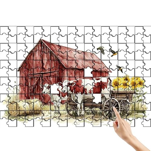 Bauernhof Puzzle 1000 Teile Erwachsene, Ochse Klassische Puzzles Bastelset Erwachsene, Buntes und Lustiges Lernspiele, Herausforderung Spielzeug mit Box für Home Wall Decor Geschenke für Männer C-8 von Feionnug