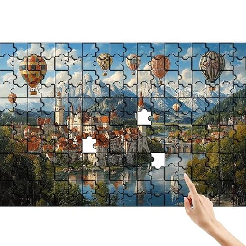 Berg Puzzle 140 Teile Erwachsene, Stadt Klassische Puzzles Bastelset Erwachsene, Buntes und Lustiges Lernspiele Set, Herausforderung Spielzeug mit Box für Home Wall Decor, Geschenke für Männer I-6 von Feionnug