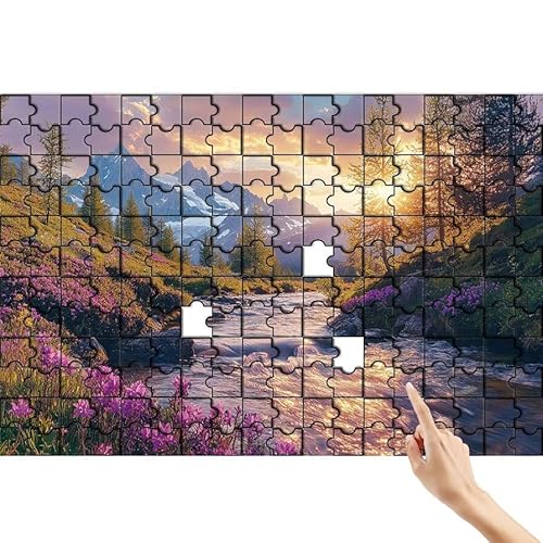 Berg Puzzle 90 Teile Erwachsene, Wiese Klassische Puzzles Bastelset Erwachsene, Buntes und Lustiges Lernspiele Set, Herausforderung Spielzeug mit Box für Home Wall Decor, Geschenke für Männer Q-2 von Feionnug