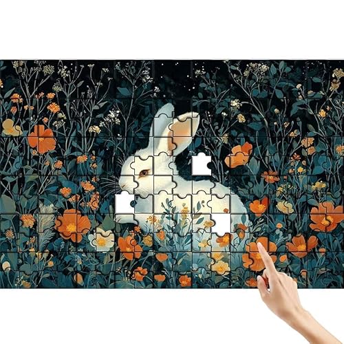 Blume Puzzle 1000 Teile Erwachsene, Kaninchen Klassische Puzzles Bastelset Erwachsene, Buntes und Lustiges Lernspiele, Herausforderung Spielzeug mit Box für Home Wall Decor Geschenke für Männer L-5 von Feionnug