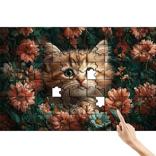 Blume Puzzle 1000 Teile Erwachsene, Katze Klassische Puzzles Bastelset Erwachsene, Buntes und Lustiges Lernspiele Set, Herausforderung Spielzeug mit Box für Home Wall Decor, Geschenke für Männer B-3 von Feionnug