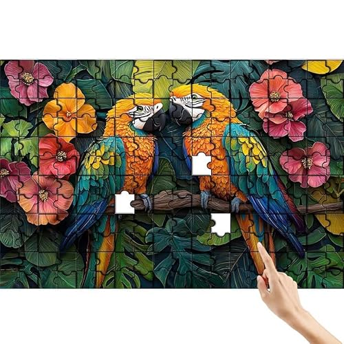 Blume Puzzle 140 Teile Erwachsene, Papagei Klassische Puzzles Bastelset Erwachsene, Buntes und Lustiges Lernspiele Set, Herausforderung Spielzeug mit Box für Home Wall Decor, Geschenke für Männer A-6 von Feionnug