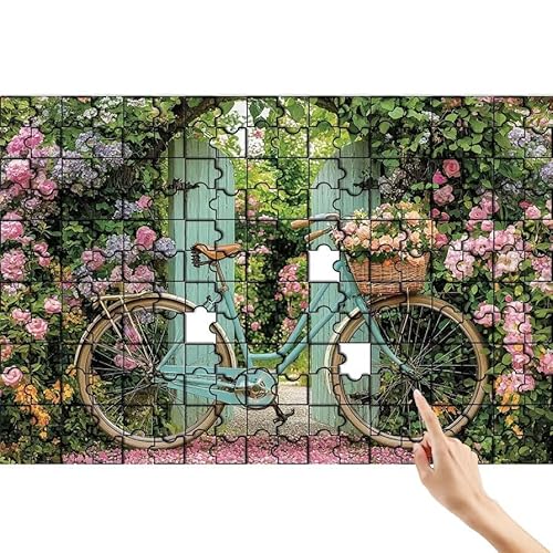 Blume Puzzle 1500 Teile Erwachsene, Fahrrad Klassische Puzzles Bastelset Erwachsene, Buntes und Lustiges Lernspiele Set, Herausforderung Spielzeug mit Box für Home Wall Decor, Geschenke für Männer L-7 von Feionnug