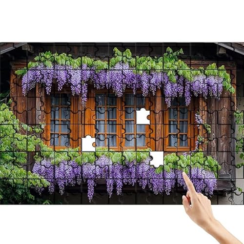 Blume Puzzle 1500 Teile Erwachsene, Fenster Klassische Puzzles Bastelset Erwachsene, Buntes und Lustiges Lernspiele Set, Herausforderung Spielzeug mit Box für Home Wall Decor, Geschenke für Männer G-5 von Feionnug