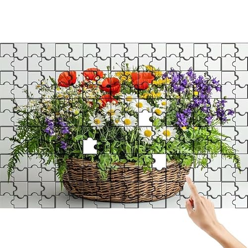 Blume Puzzle 300 Teile Erwachsene, Blumenkorb Klassische Puzzles Bastelset Erwachsene, Buntes und Lustiges Lernspiele, Herausforderung Spielzeug mit Box für Home Wall Decor Geschenke für Männer F-0 von Feionnug