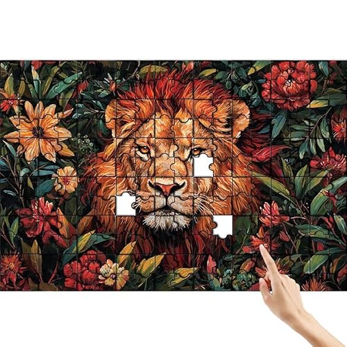 Blume Puzzle 36 Teile Erwachsene, Löwe Klassische Puzzles Bastelset Erwachsene, Buntes und Lustiges Lernspiele Set, Herausforderung Spielzeug mit Box für Home Wall Decor, Geschenke für Männer J-4 von Feionnug