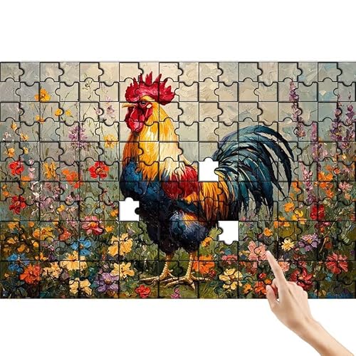 Blume Puzzle 90 Teile Erwachsene, Huhn Klassische Puzzles Bastelset Erwachsene, Buntes und Lustiges Lernspiele Set, Herausforderung Spielzeug mit Box für Home Wall Decor, Geschenke für Männer Q-1 von Feionnug