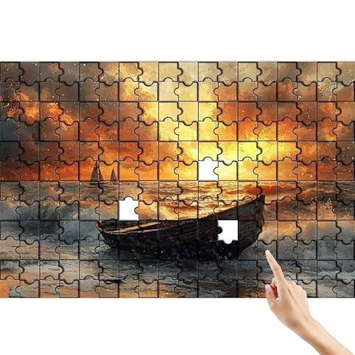 Boot Puzzle 90 Teile Erwachsene, Sonnenuntergang Klassische Puzzles Bastelset Erwachsene, Buntes und Lustiges Lernspiele, Herausforderung Spielzeug mit Box für Home Wall Decor Geschenke für Männer N-1 von Feionnug