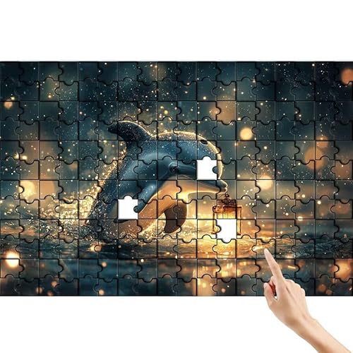 Delphin Puzzle 140 Teile Erwachsene, Tier Klassische Puzzles Bastelset Erwachsene, Buntes und Lustiges Lernspiele Set, Herausforderung Spielzeug mit Box für Home Wall Decor, Geschenke für Männer H-1 von Feionnug