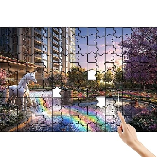 Einhorn Puzzle 90 Teile Erwachsene, Baum Klassische Puzzles Bastelset Erwachsene, Buntes und Lustiges Lernspiele Set, Herausforderung Spielzeug mit Box für Home Wall Decor, Geschenke für Männer D-2 von Feionnug