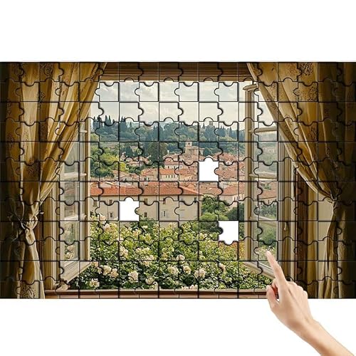 Fenster Puzzle 36 Teile Erwachsene, Landschaft Klassische Puzzles Bastelset Erwachsene, Buntes und Lustiges Lernspiele, Herausforderung Spielzeug mit Box für Home Wall Decor Geschenke für Männer D-7 von Feionnug