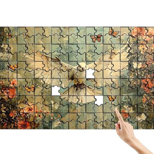 Friedenstaube Puzzle 140 Teile Erwachsene, Retro Klassische Puzzles Bastelset Erwachsene, Buntes und Lustiges Lernspiele, Herausforderung Spielzeug mit Box für Home Wall Decor Geschenke für Männer V-8 von Feionnug