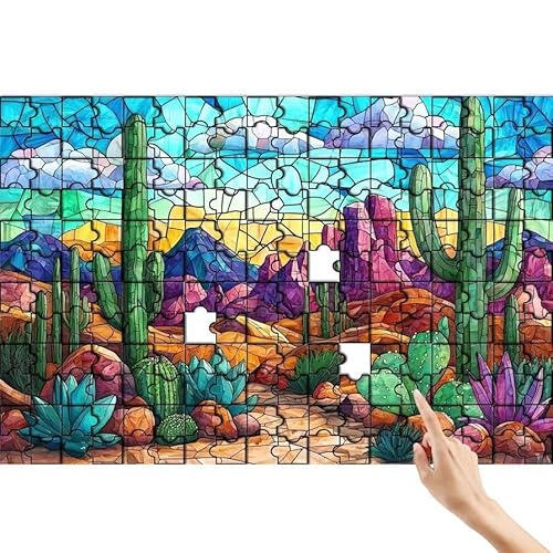 Kaktus Puzzle 300 Teile Erwachsene, Landschaft Klassische Puzzles Bastelset Erwachsene, Buntes und Lustiges Lernspiele, Herausforderung Spielzeug mit Box für Home Wall Decor Geschenke für Männer F-0 von Feionnug
