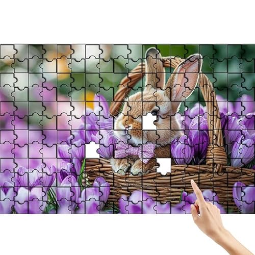 Kaninchen Puzzle 500 Teile Erwachsene, Blumenkorb Klassische Puzzles Bastelset Erwachsene, Buntes Lustiges Lernspiele, Herausforderung Spielzeug mit Box für Home Wall Decor Geschenke für Männer O-2 von Feionnug