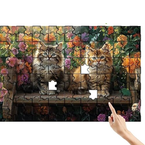 Katze Puzzle 300 Teile Erwachsene, Blume Klassische Puzzles Bastelset Erwachsene, Buntes und Lustiges Lernspiele Set, Herausforderung Spielzeug mit Box für Home Wall Decor, Geschenke für Männer Z-2 von Feionnug