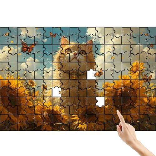 Katze Puzzle 300 Teile Erwachsene, Sonnenblume Klassische Puzzles Bastelset Erwachsene, Buntes und Lustiges Lernspiele, Herausforderung Spielzeug mit Box für Home Wall Decor Geschenke für Männer Y-2 von Feionnug