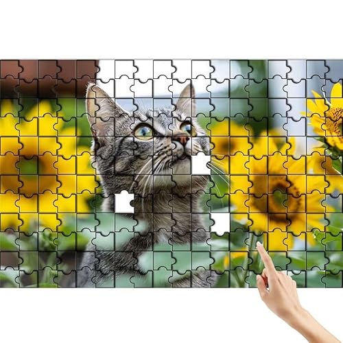 Katze Puzzle 90 Teile Erwachsene, Sonnenblume Klassische Puzzles Bastelset Erwachsene, Buntes und Lustiges Lernspiele, Herausforderung Spielzeug mit Box für Home Wall Decor Geschenke für Männer O-5 von Feionnug