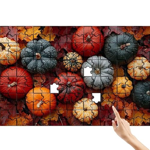 Kürbis Puzzle 1000 Teile Erwachsene, Blätter Klassische Puzzles Bastelset Erwachsene, Buntes und Lustiges Lernspiele Set, Herausforderung Spielzeug mit Box für Home Wall Decor Geschenke für Männer K-2 von Feionnug