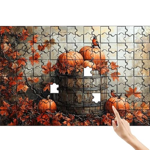 Kürbis Puzzle 1500 Teile Erwachsene, Blätter Klassische Puzzles Bastelset Erwachsene, Buntes und Lustiges Lernspiele Set, Herausforderung Spielzeug mit Box für Home Wall Decor Geschenke für Männer G-7 von Feionnug
