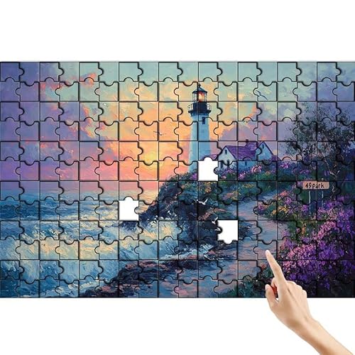Leuchtturm Puzzle 140 Teile Erwachsene, Sonnenuntergang Klassische Puzzles Bastelset Erwachsene, Lustiges Lernspiele Herausforderung Spielzeug mit Box für Home Wall Decor Geschenke für Männer W-6 von Feionnug