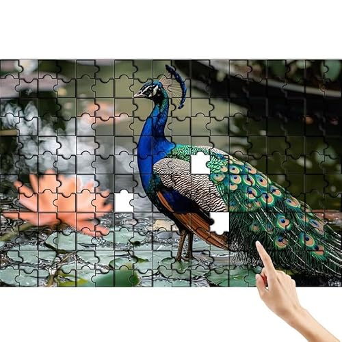 Lotus Puzzle 140 Teile Erwachsene, Pfau Klassische Puzzles Bastelset Erwachsene, Buntes und Lustiges Lernspiele Set, Herausforderung Spielzeug mit Box für Home Wall Decor, Geschenke für Männer J-1 von Feionnug