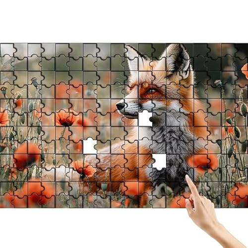 Mohn Puzzle 1000 Teile Erwachsene, Fuchs Klassische Puzzles Bastelset Erwachsene, Buntes und Lustiges Lernspiele Set, Herausforderung Spielzeug mit Box für Home Wall Decor, Geschenke für Männer V-5 von Feionnug