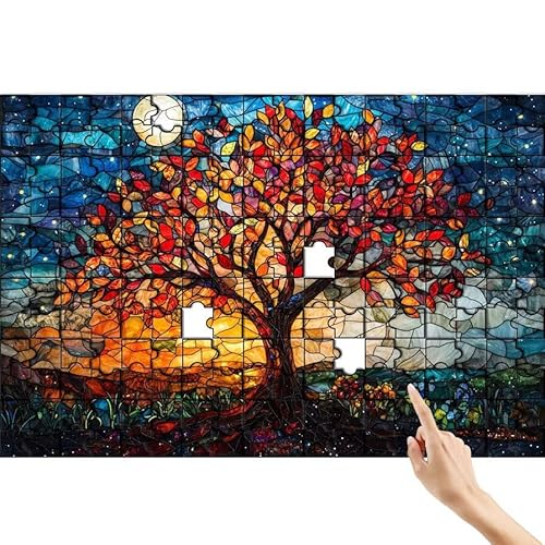 Mond Puzzle 500 Teile Erwachsene, Baum Klassische Puzzles Bastelset Erwachsene, Buntes und Lustiges Lernspiele Set, Herausforderung Spielzeug mit Box für Home Wall Decor, Geschenke für Männer H-0 von Feionnug