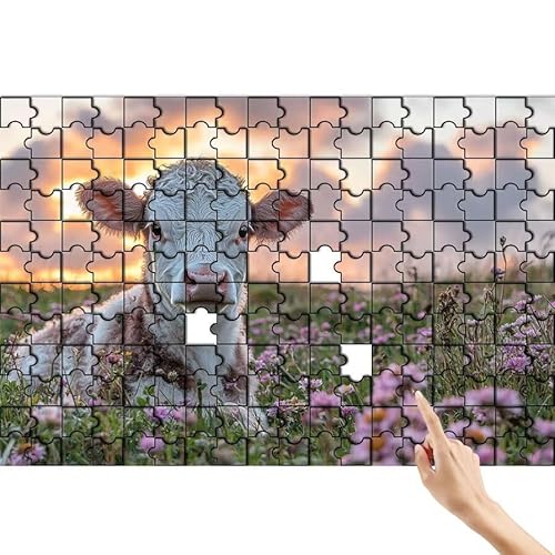 Ochse Puzzle 140 Teile Erwachsene, Tier Klassische Puzzles Bastelset Erwachsene, Buntes und Lustiges Lernspiele Set, Herausforderung Spielzeug mit Box für Home Wall Decor, Geschenke für Männer E-1 von Feionnug