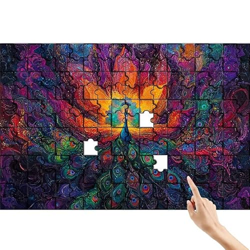 Pfau Puzzle 1000 Teile Erwachsene, Abstrakt Klassische Puzzles Bastelset Erwachsene, Buntes und Lustiges Lernspiele Set, Herausforderung Spielzeug mit Box für Home Wall Decor, Geschenke für Männer X-7 von Feionnug